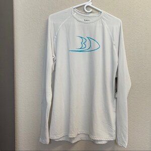 Men's Blackfish Angler UPF Long Sleeve Shirt (White/Aqua) - Size M